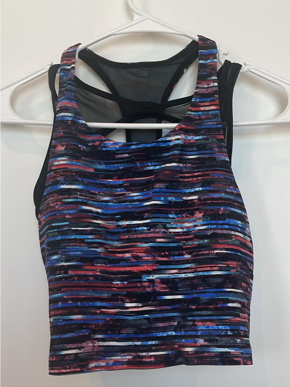 lululemon athletica Multicolor Striped Crop Sports Bra - Black, Blue, Pink